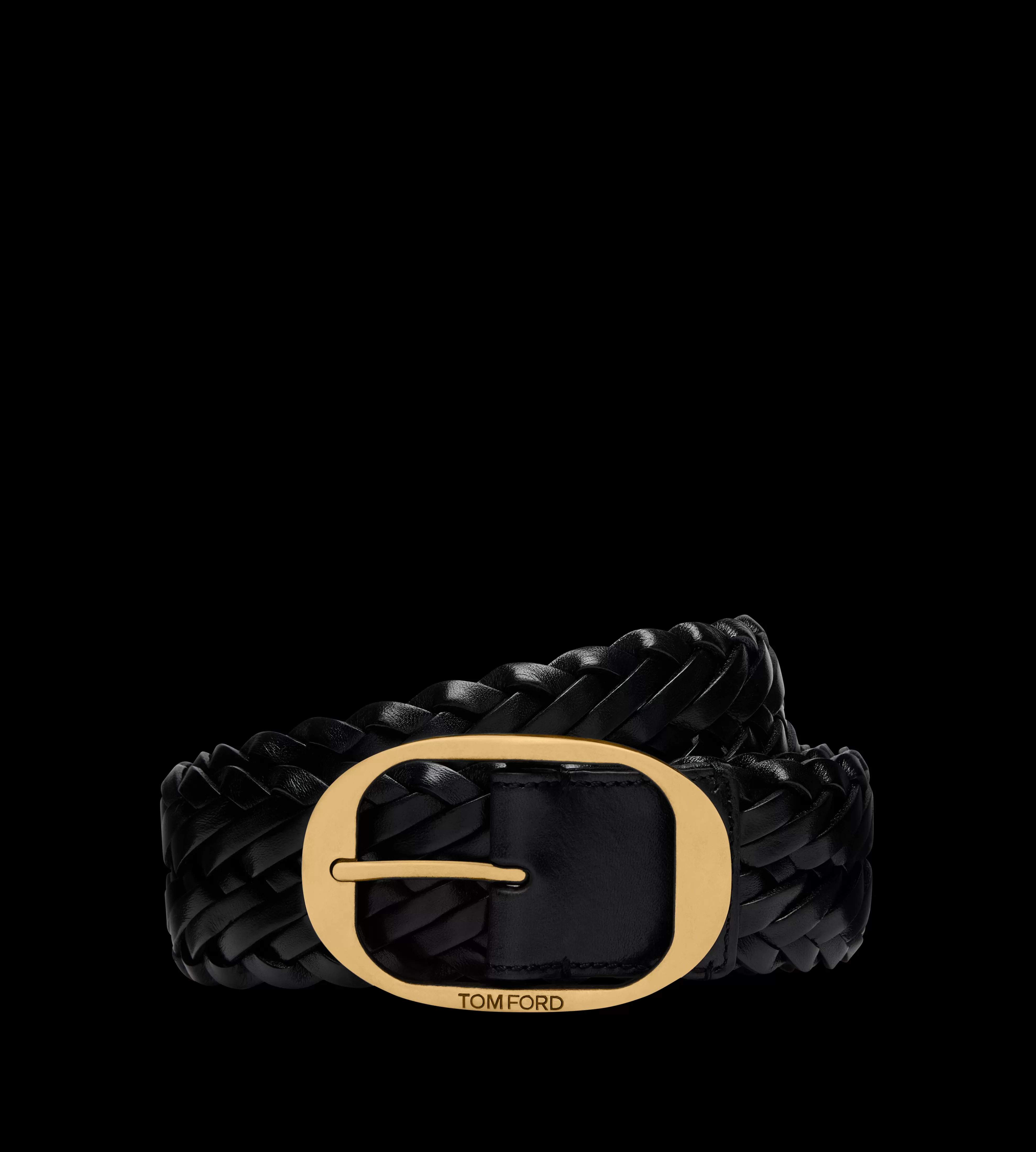 TOM FORD WOVEN LEATHER OVAL BELT BLACK^MEN | MEN Belts | SPRING 24