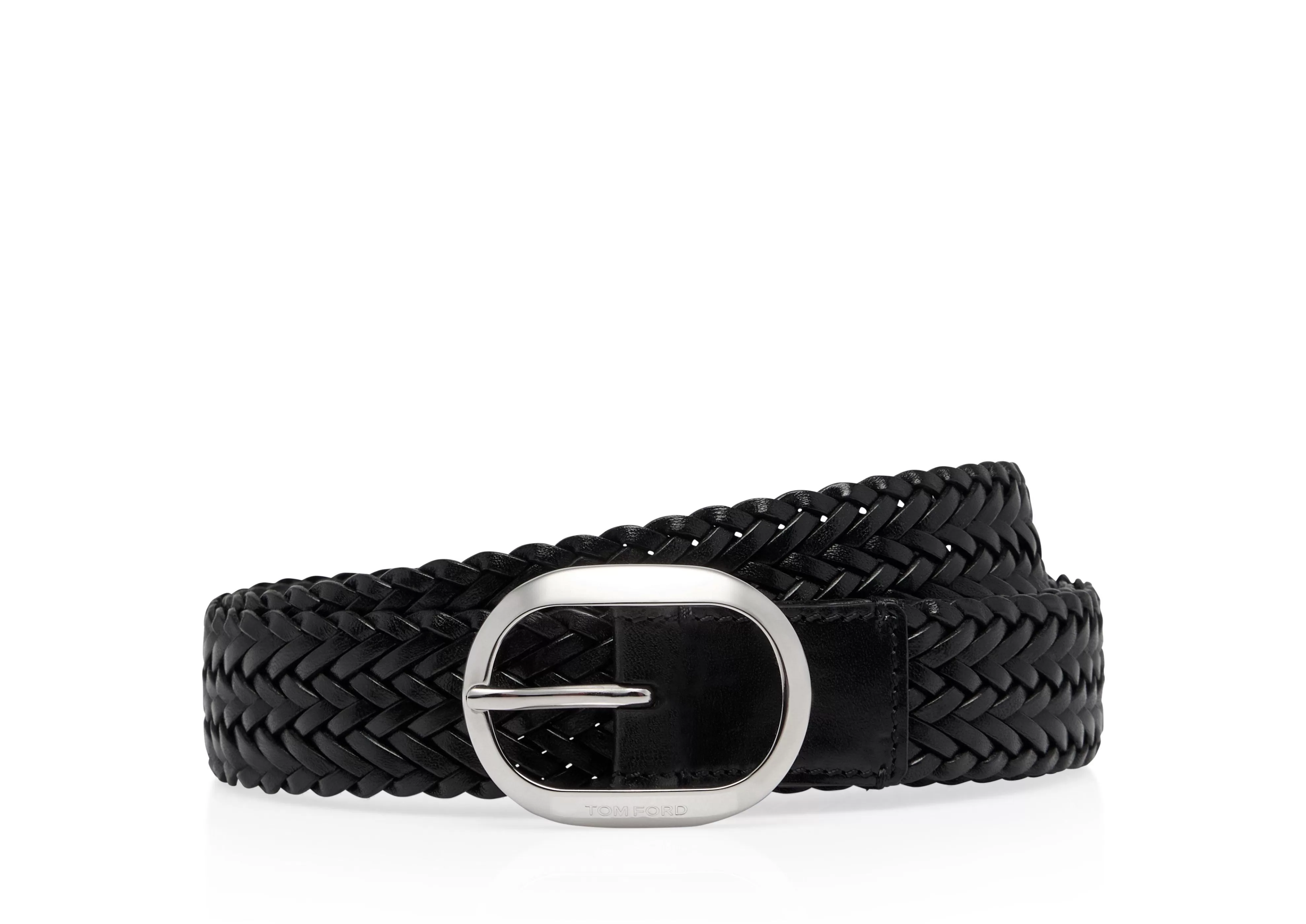 TOM FORD WOVEN LEATHER OVAL BELT BLACK^MEN Belts