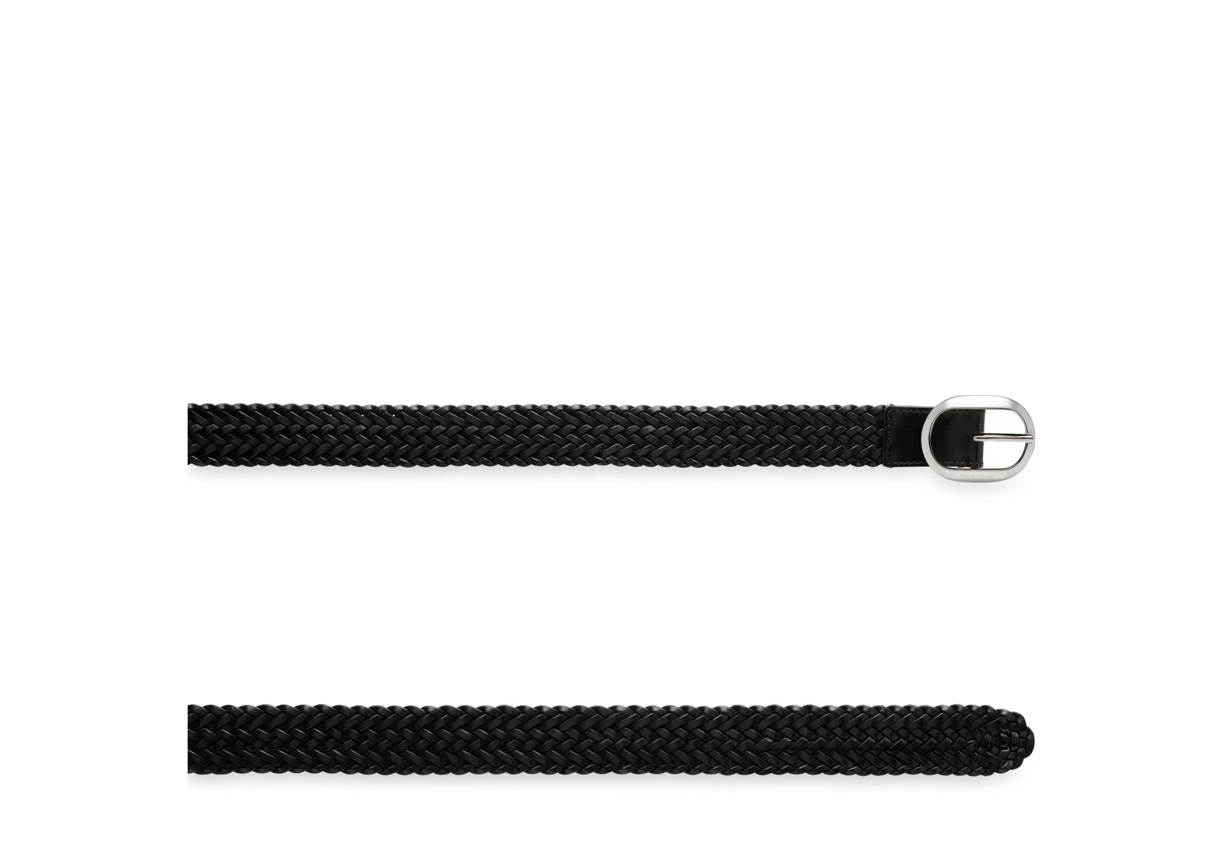 TOM FORD WOVEN LEATHER OVAL BELT BLACK^MEN Belts