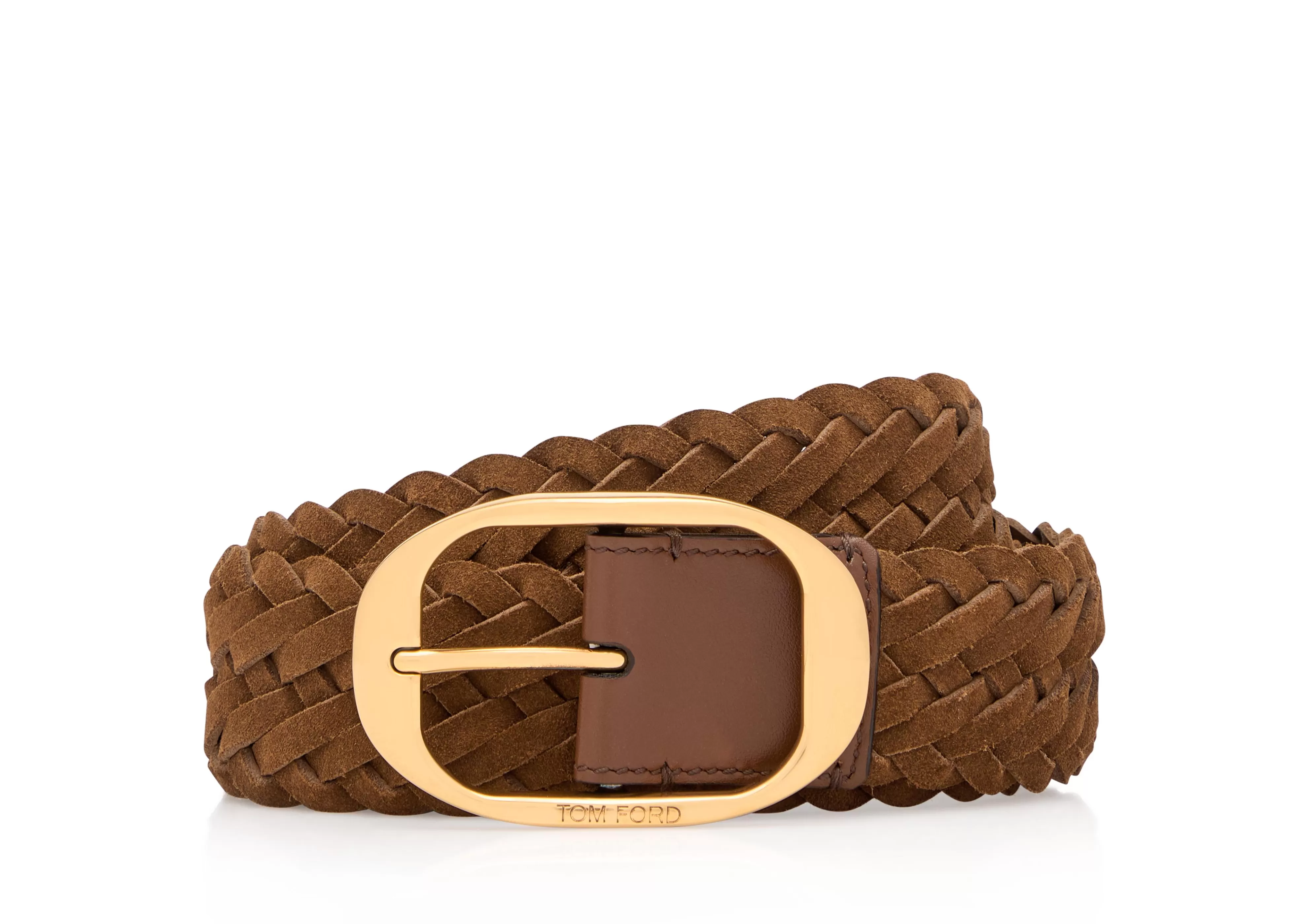 TOM FORD WOVEN SUEDE OVAL BELT TOBACCO^MEN Belts