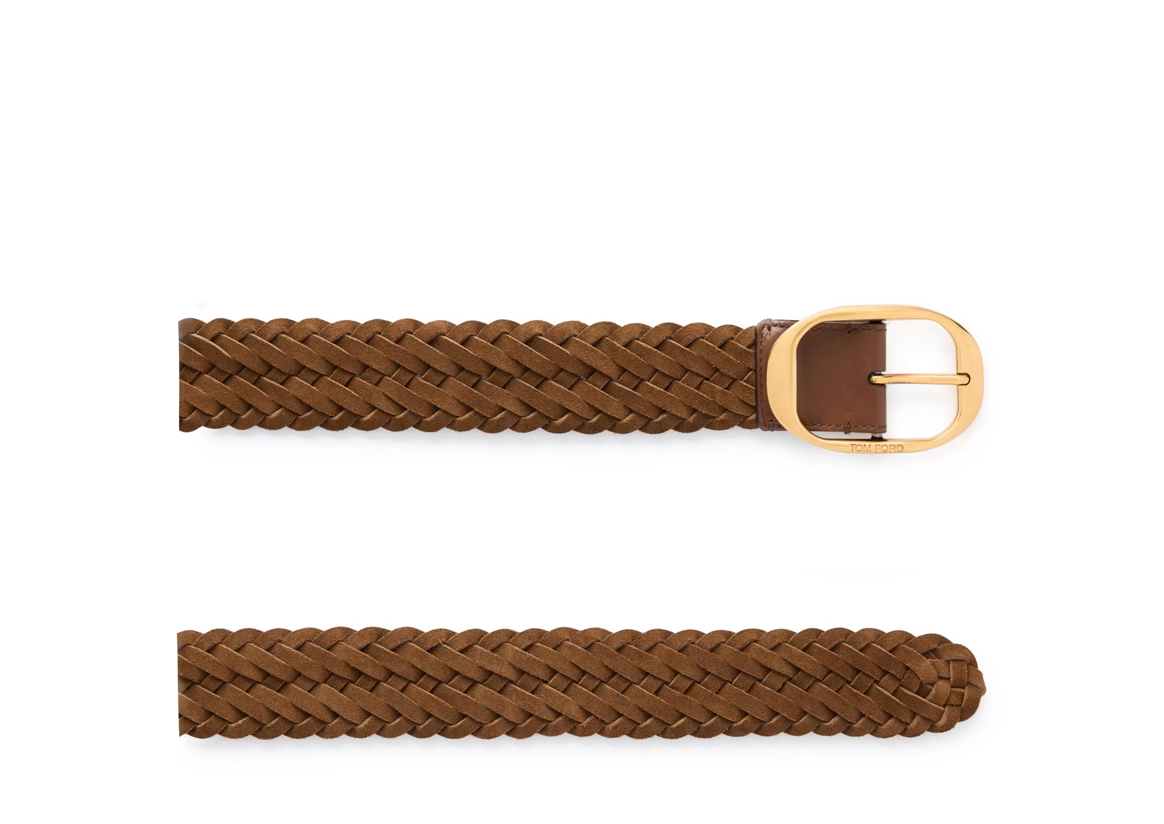 TOM FORD WOVEN SUEDE OVAL BELT TOBACCO^MEN Belts